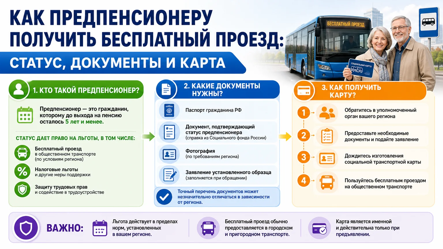 Как предпенсионеру получить бесплатный проезд: статус, документы и карта