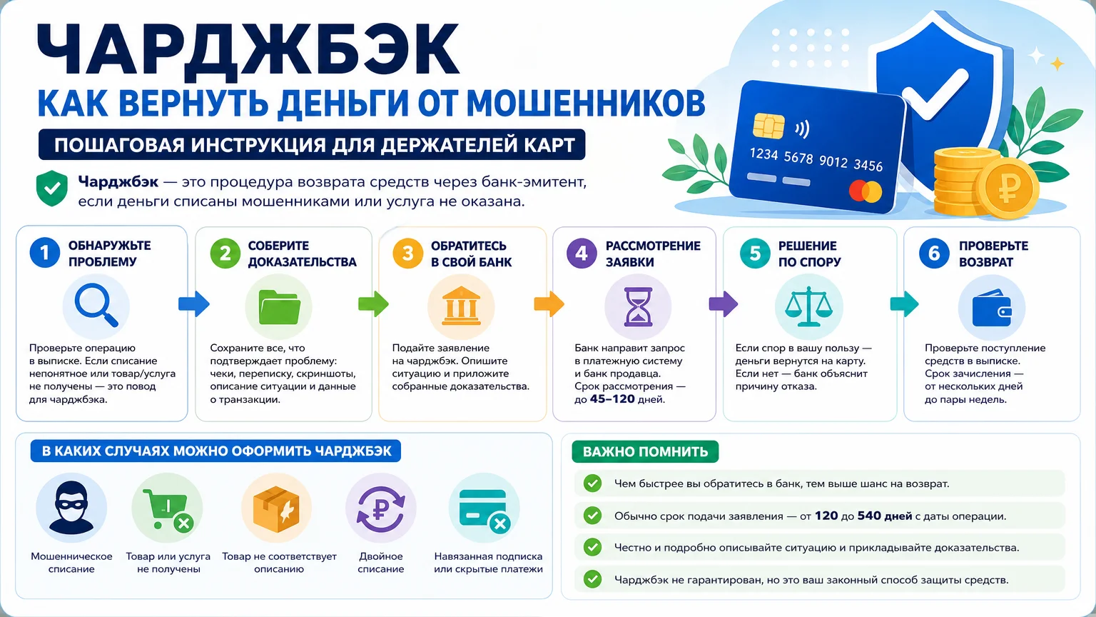 Чарджбэк как вернуть деньги от мошенников: пошаговая инструкция для держателей карт