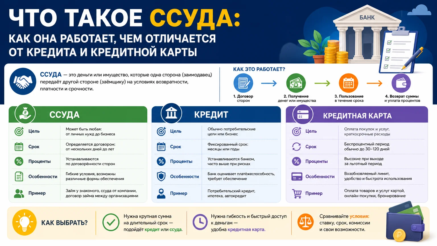Что такое ссуда: как она работает, чем отличается от кредита и кредитной карты