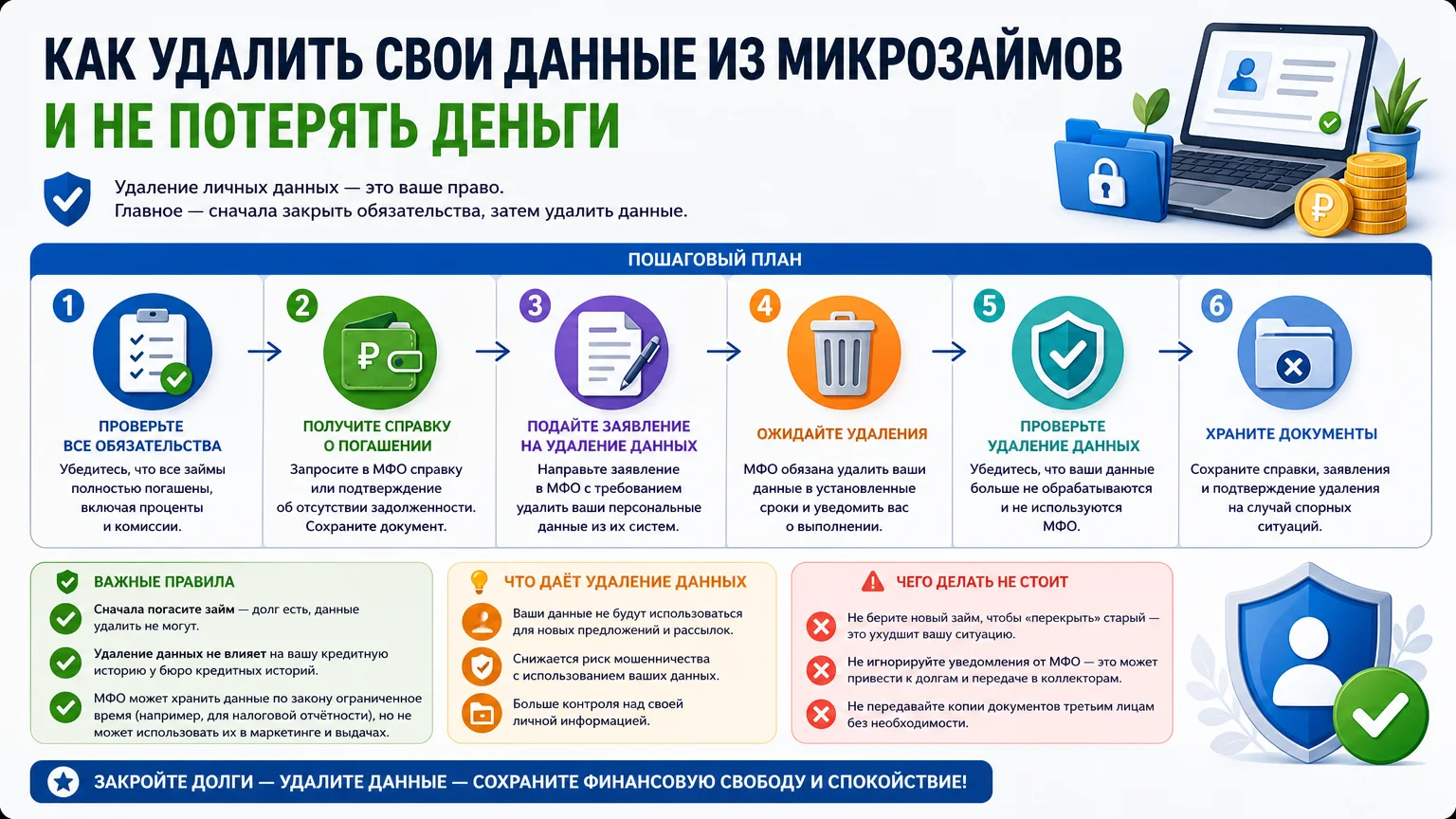 Как удалить свои данные из микрозаймов и не потерять деньги
