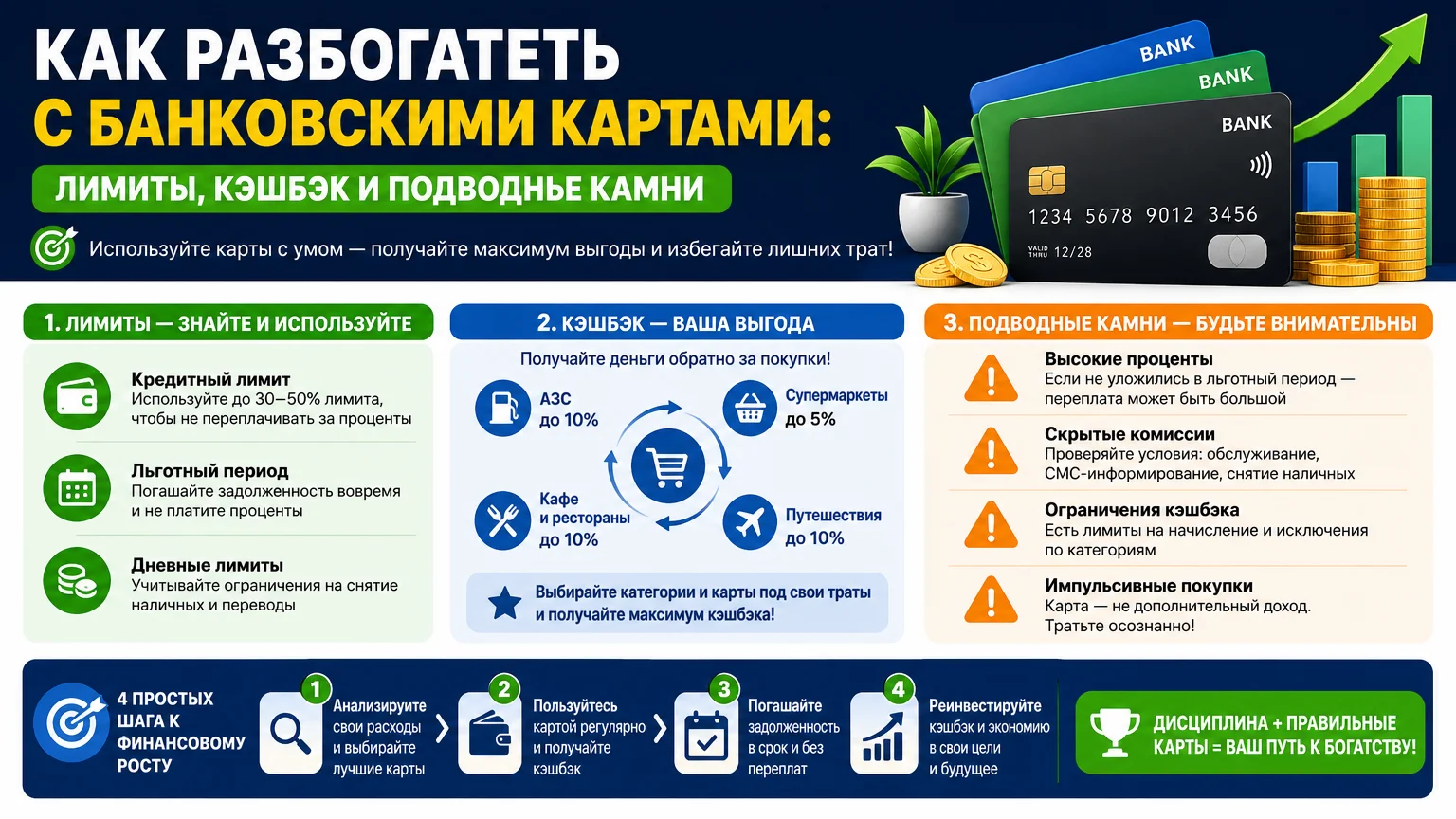 Как разбогатеть с банковскими картами: лимиты, кэшбэк и подводные камни