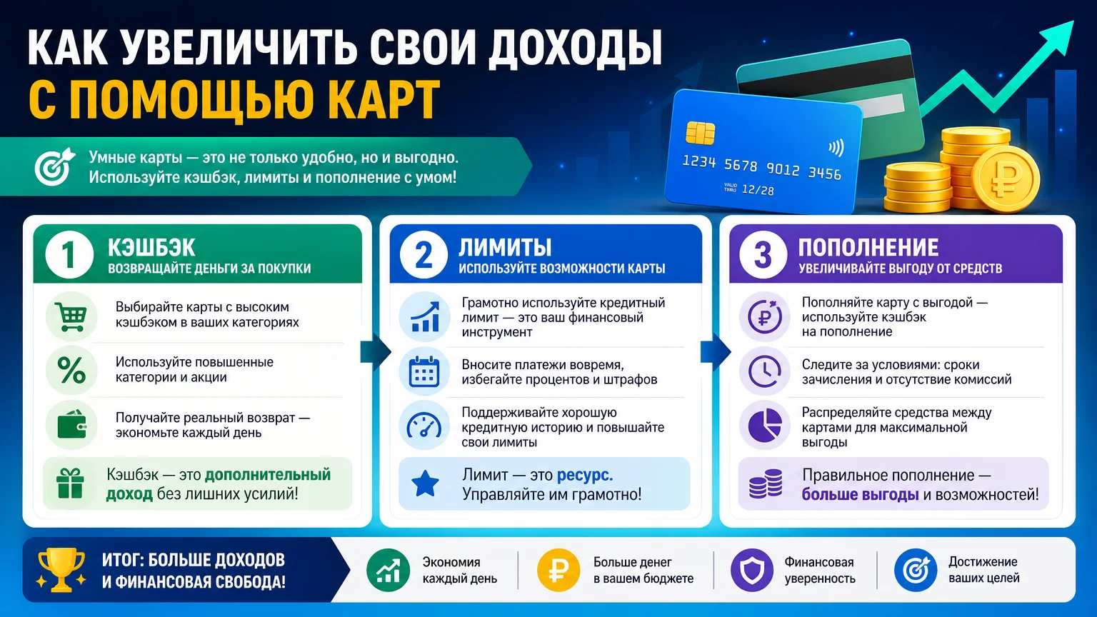 Как увеличить свои доходы с помощью карт: кэшбэк, лимиты и пополнение
