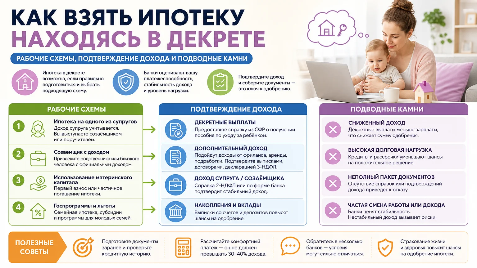 Как взять ипотеку находясь в декрете: рабочие схемы, подтверждение дохода и подводные камни