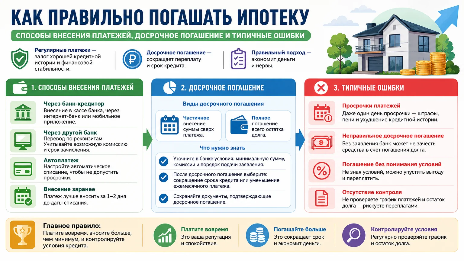 Как правильно погашать ипотеку: способы внесения платежей, досрочное погашение и типичные ошибки
