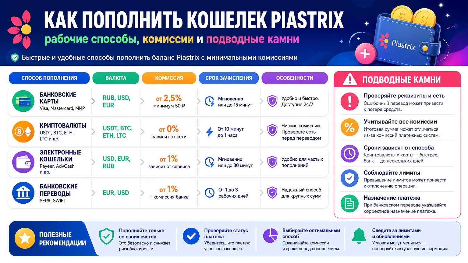 Как пополнить кошелек Piastrix: рабочие способы, комиссии и подводные камни