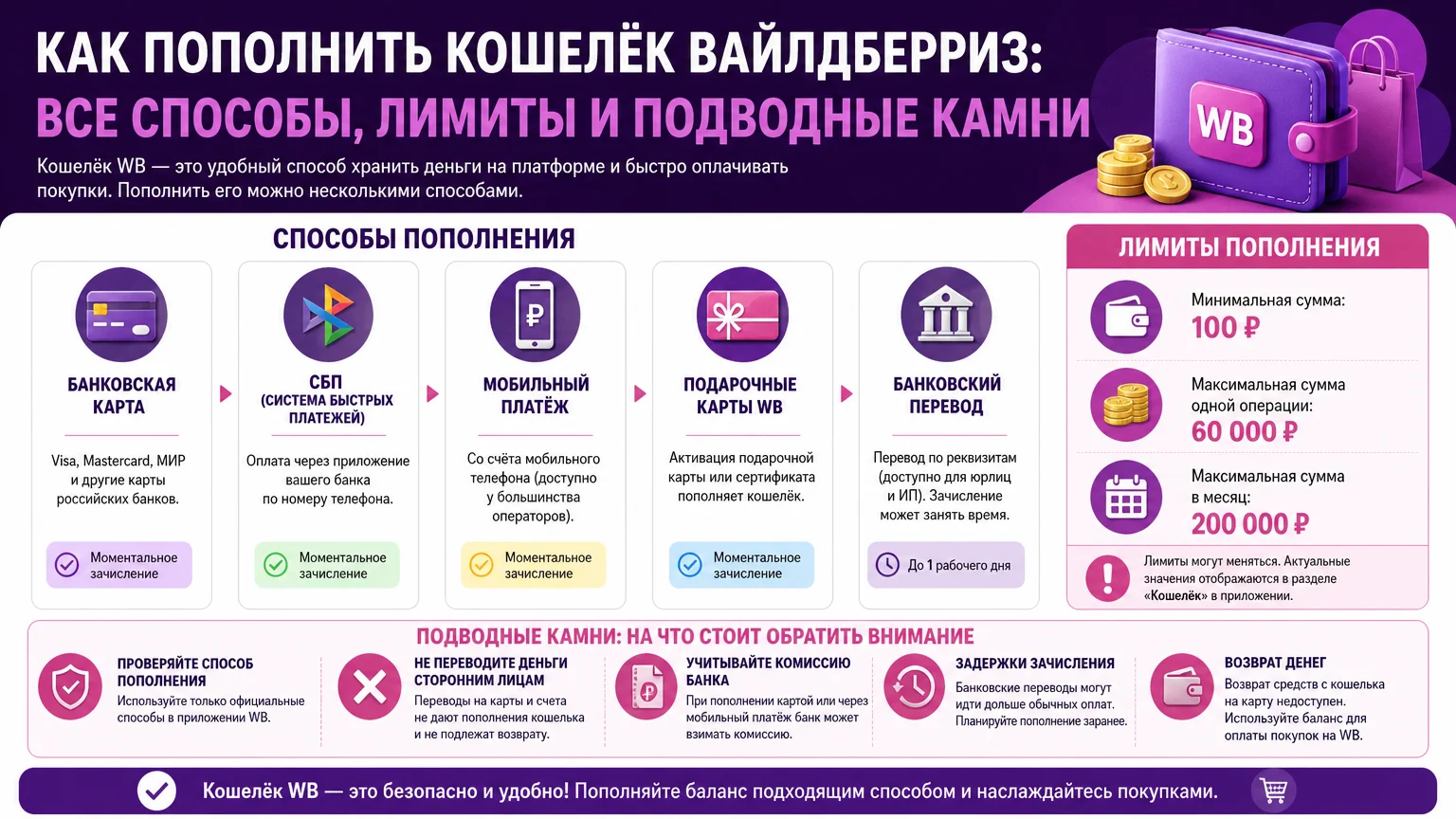 Как пополнить кошелёк Вайлдберриз: все способы, лимиты и подводные камни