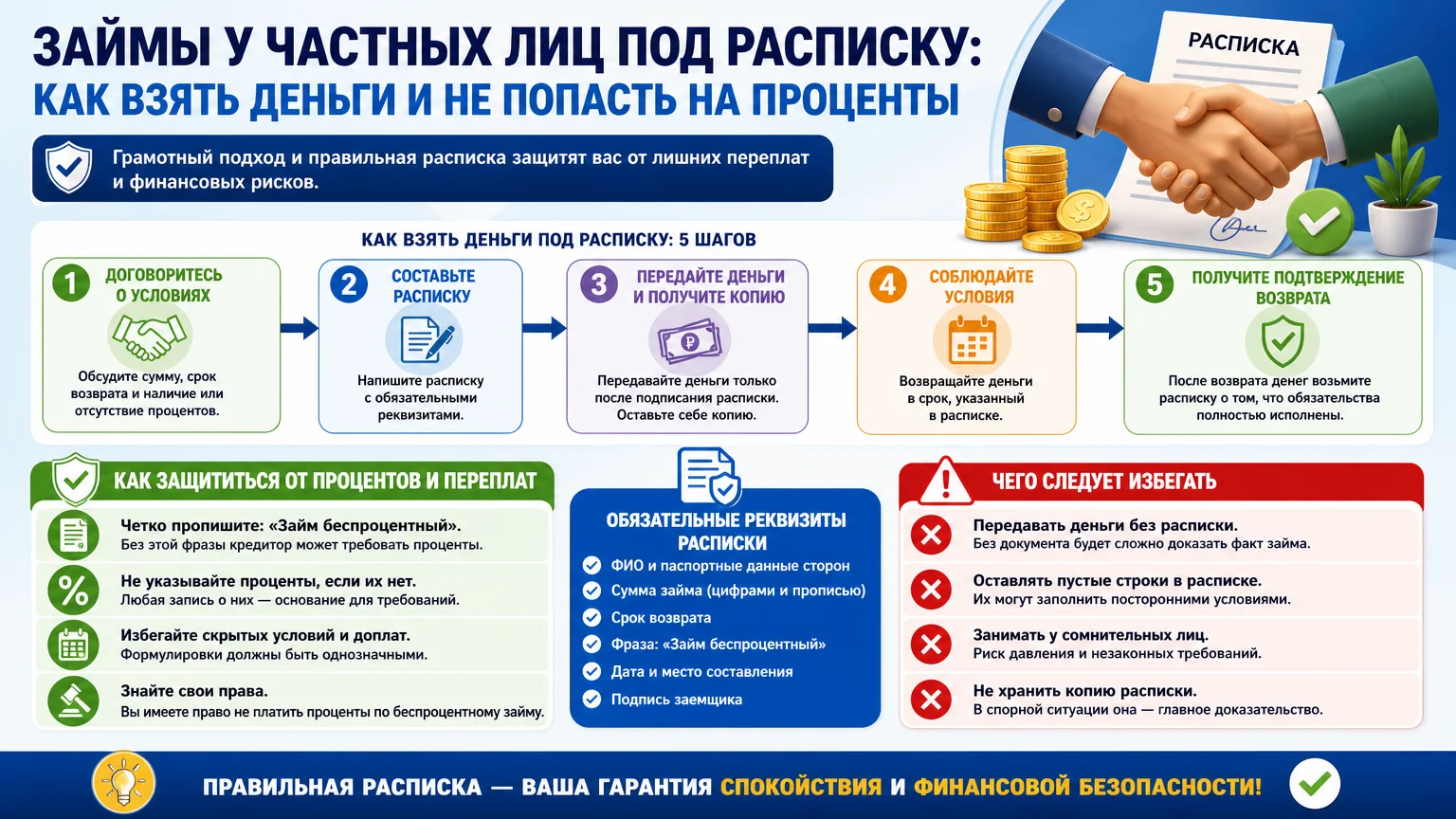 Займы у частных лиц под расписку: как взять деньги и не попасть на проценты