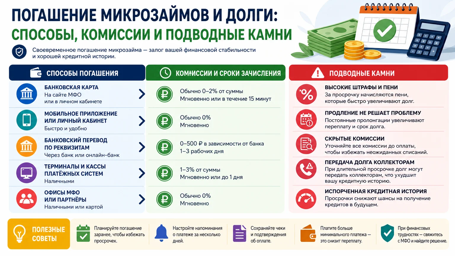 Погашение микрозаймов и долги: способы, комиссии и подводные камни