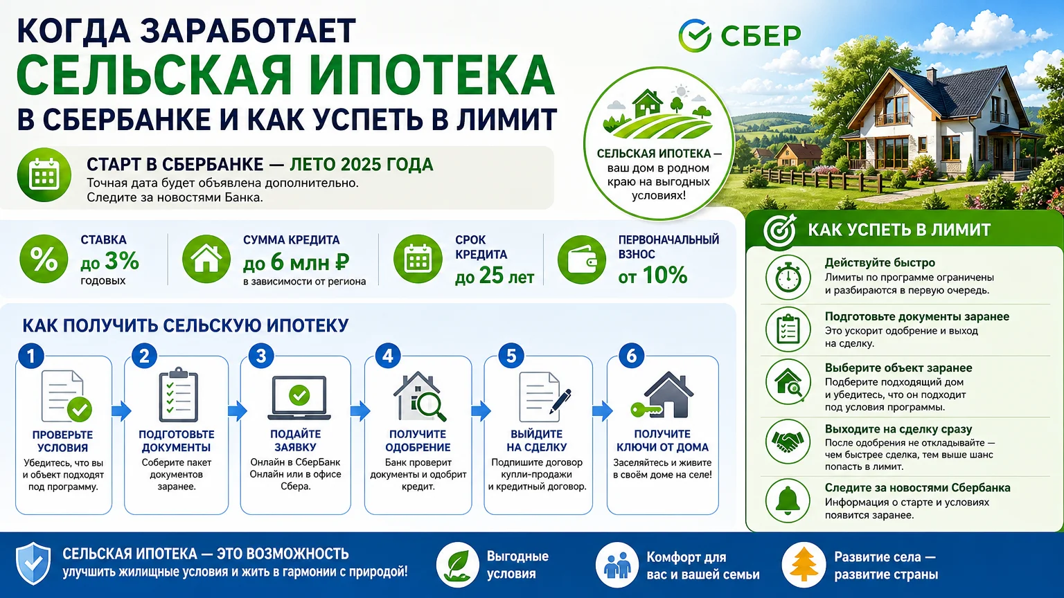 Когда заработает сельская ипотека в Сбербанке и как успеть в лимит