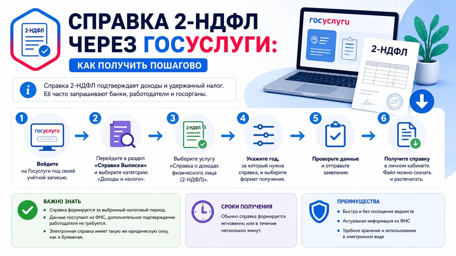 Справка 2-НДФЛ через Госуслуги: как получить пошагово