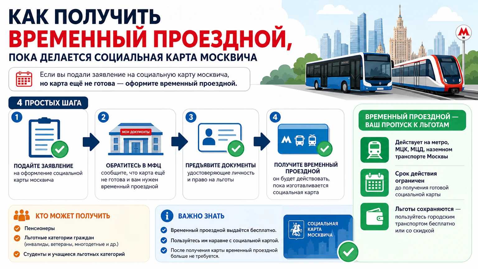 Как получить временный проездной, пока делается социальная карта москвича