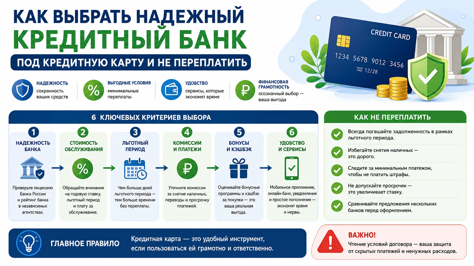 Как выбрать надежный кредитный банк под кредитную карту и не переплатить