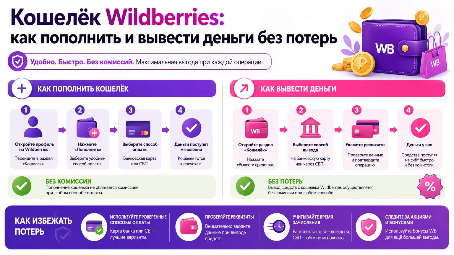 Кошелёк Wildberries: как пополнить и вывести деньги без потерь