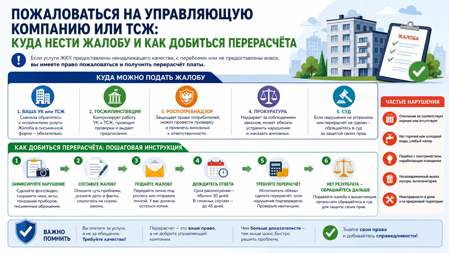 Пожаловаться на управляющую компанию или ТСЖ: куда нести жалобу и как добиться перерасчёта