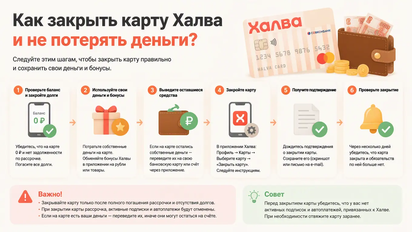 Как закрыть карту Халва и не потерять деньги: инструкция для 2026 года