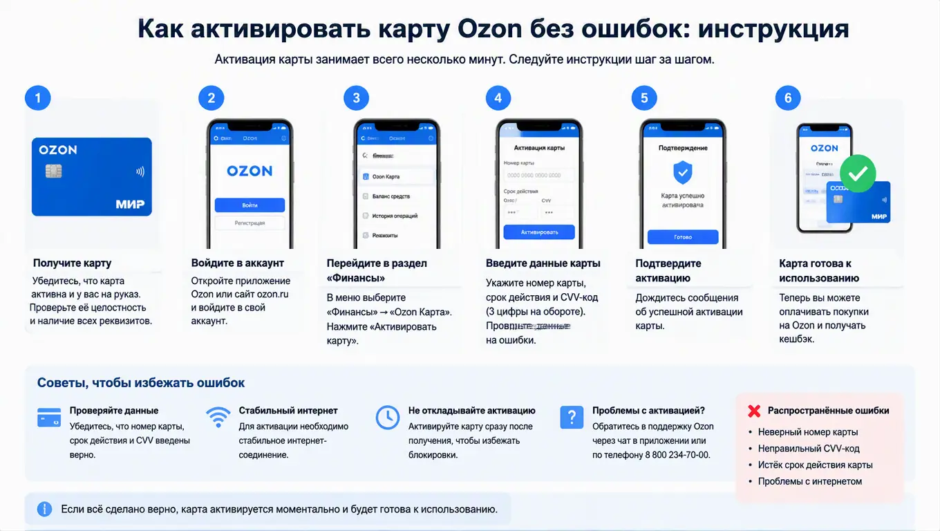 Как активировать карту Ozon без ошибок: инструкция на 2026 год